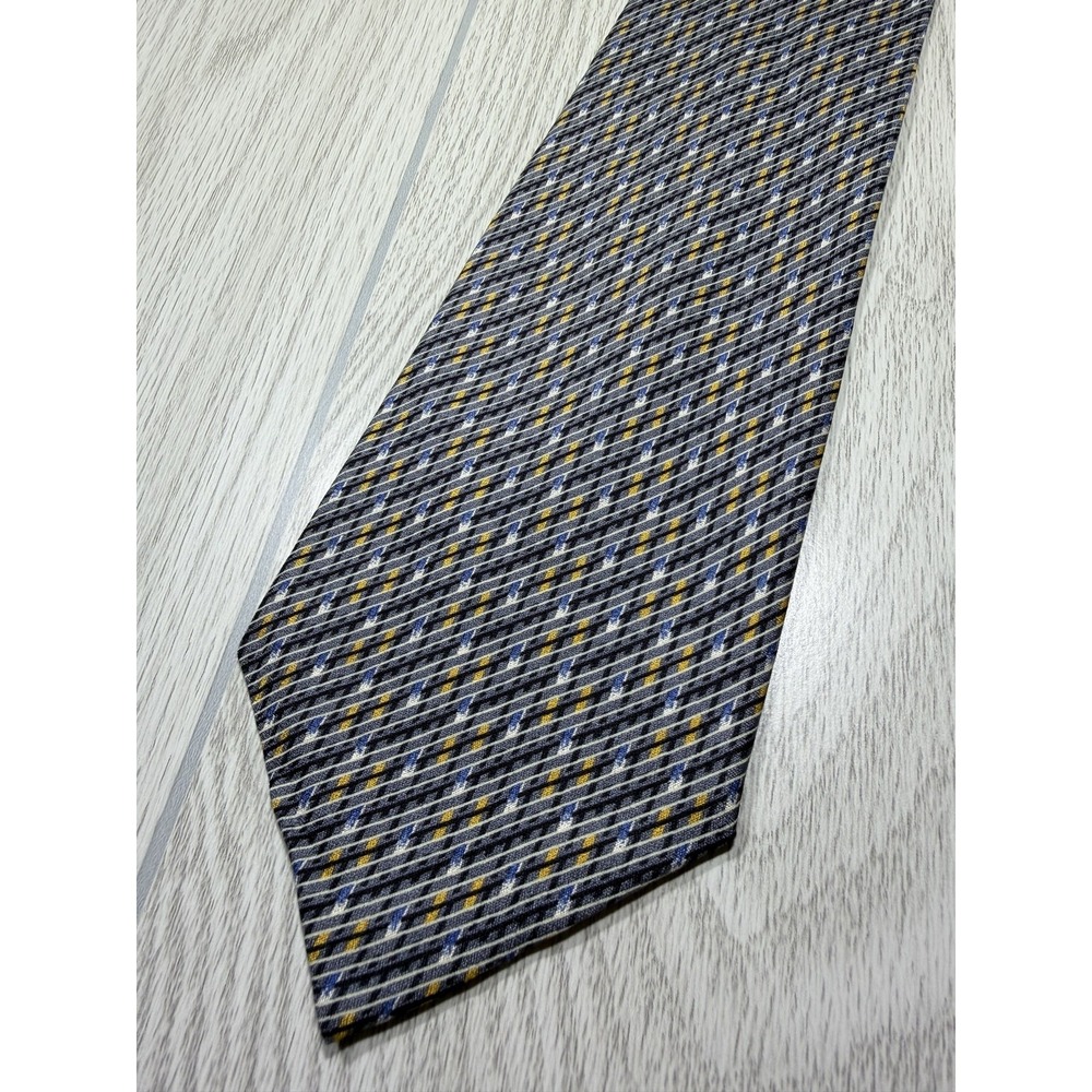 John Henry Tie Mens One Size Gray 100% Silk Pointed Striped Made In U.S.A.